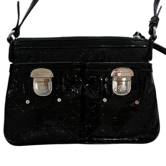 Dana Buchman Black Embossed Patent Leather Crossbody - Picture 1 of 5